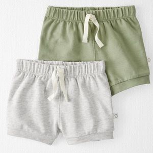 🌎 Little Planet 2-Pack Organic Cotton Shorts in Heather Gray & Sage Green